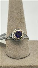 Amethyst Lady's Stone Ring 18K White Gold 2.17g Size:6.5